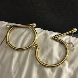 Plunder Gold Hoop Bracelets with Pearl Accents